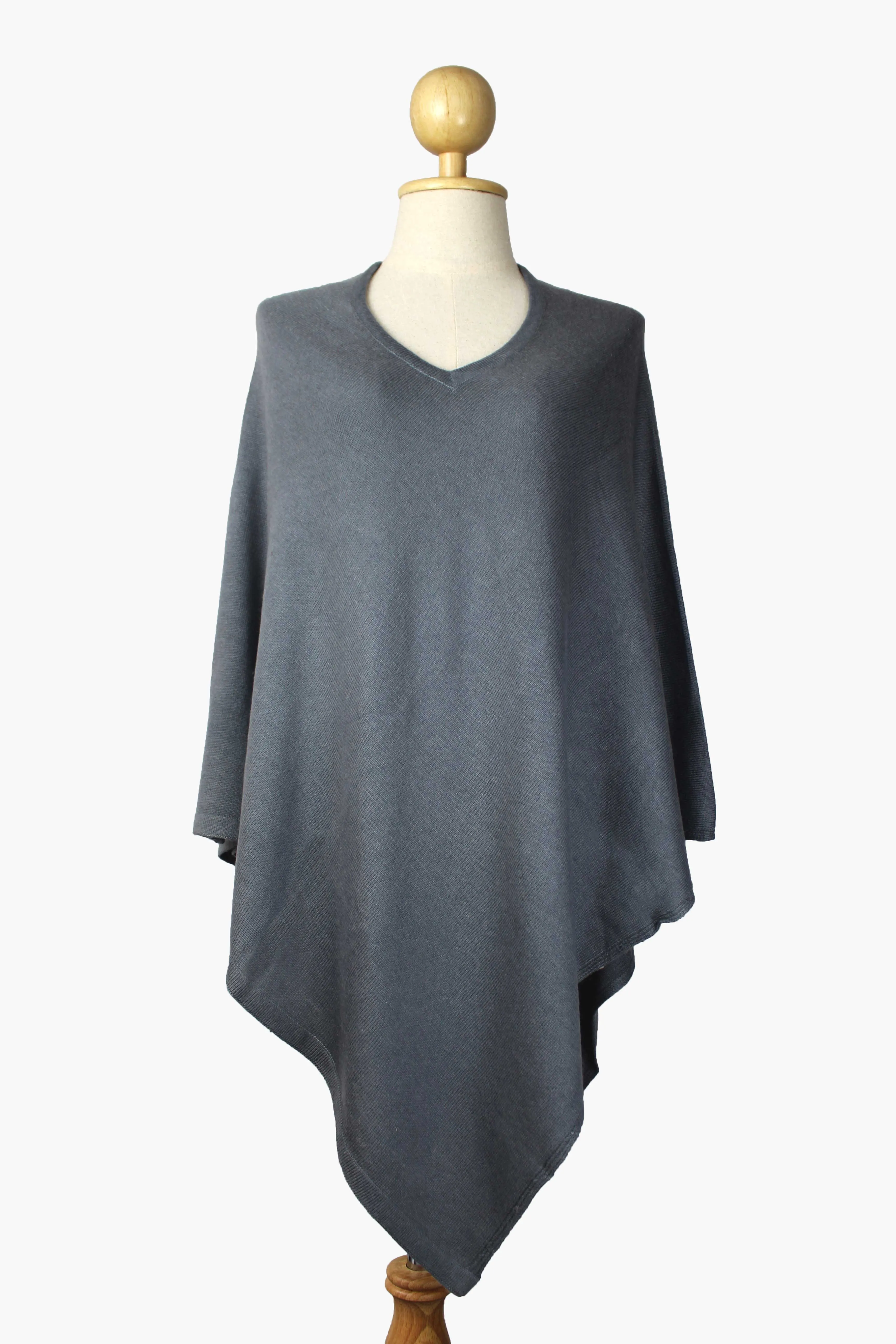 100% Cashmere Slate Gray Women's Poncho