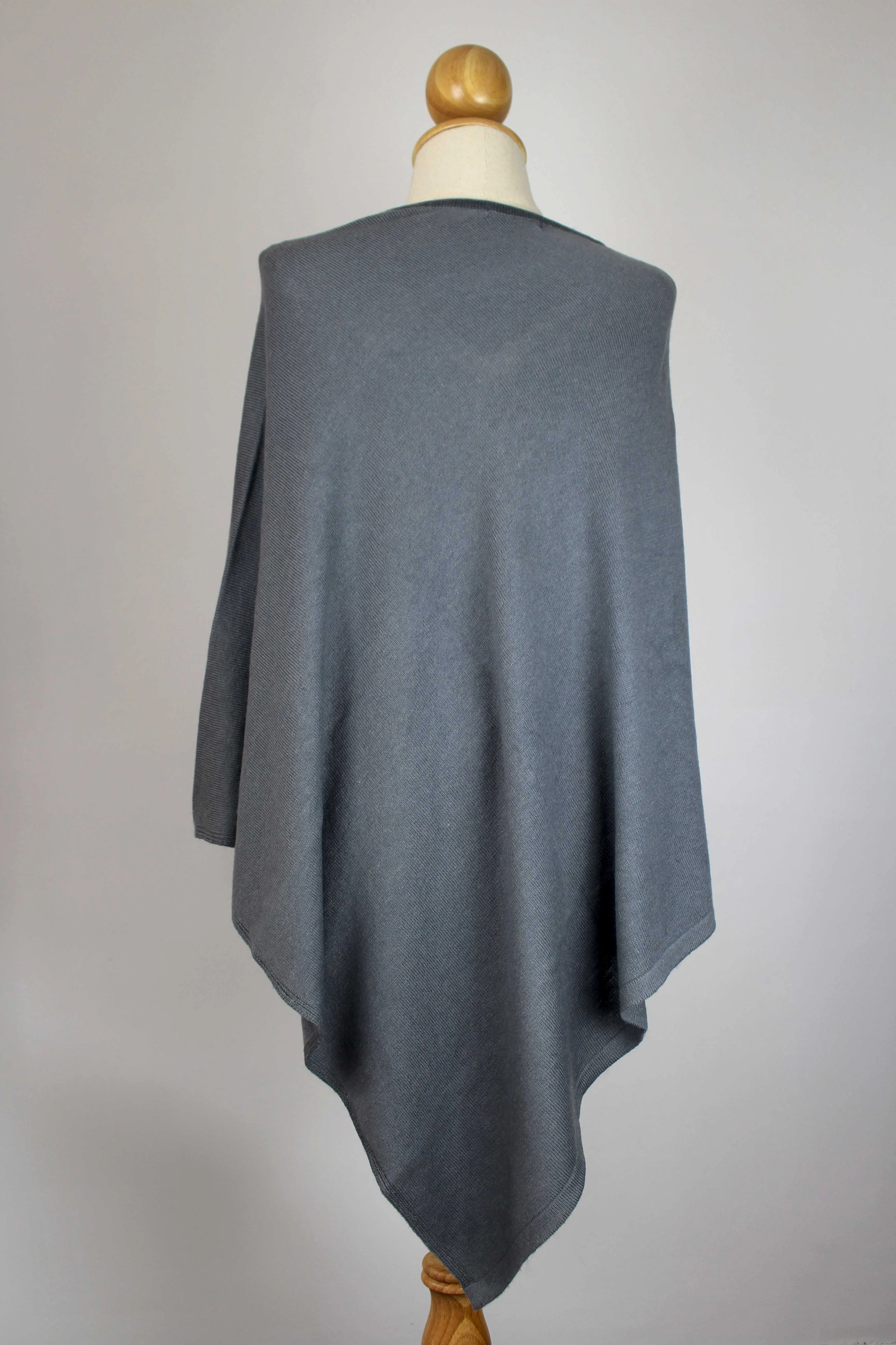 100% Cashmere Slate Gray Women's Poncho