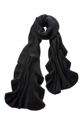 Alpine Cashmere Ruffle Wrap | Black