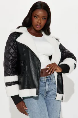 Aspen For The Weekend Faux Leather Coat - Black