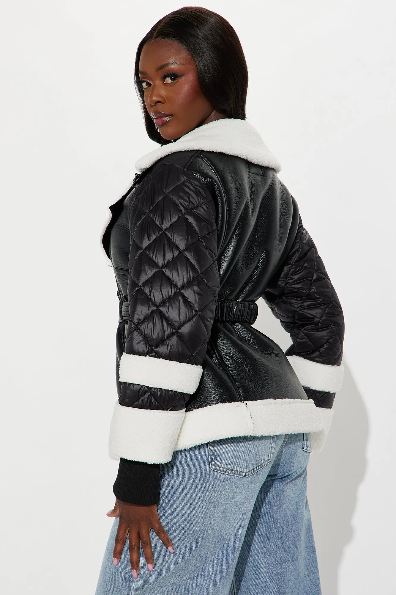 Aspen For The Weekend Faux Leather Coat - Black