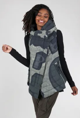 Asym Zip Puffer Vest, Jungle Multi