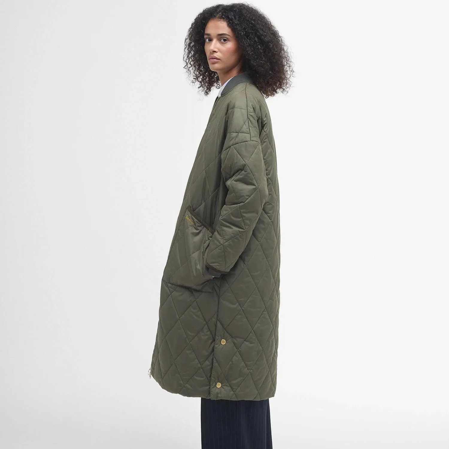 Barbour Rhea Quilted Jacket In Deep Olive/Ancient Tartan