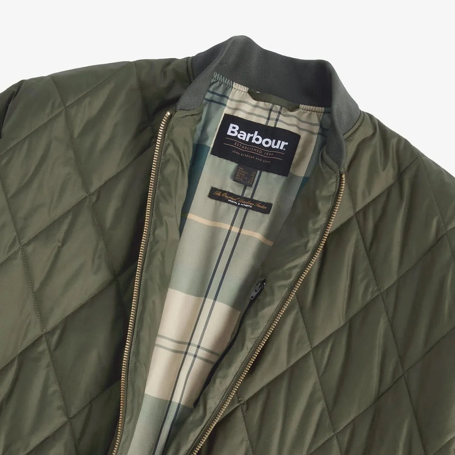 Barbour Rhea Quilted Jacket In Deep Olive/Ancient Tartan