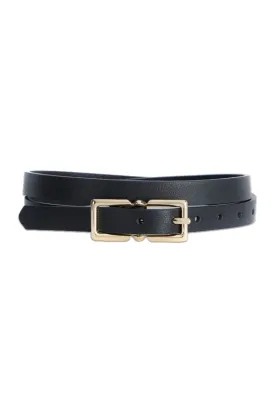 Black Leather Skinny Belt