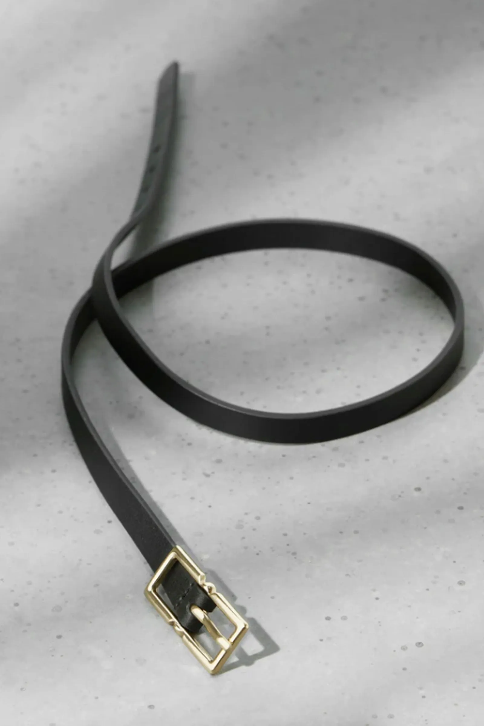 Black Leather Skinny Belt