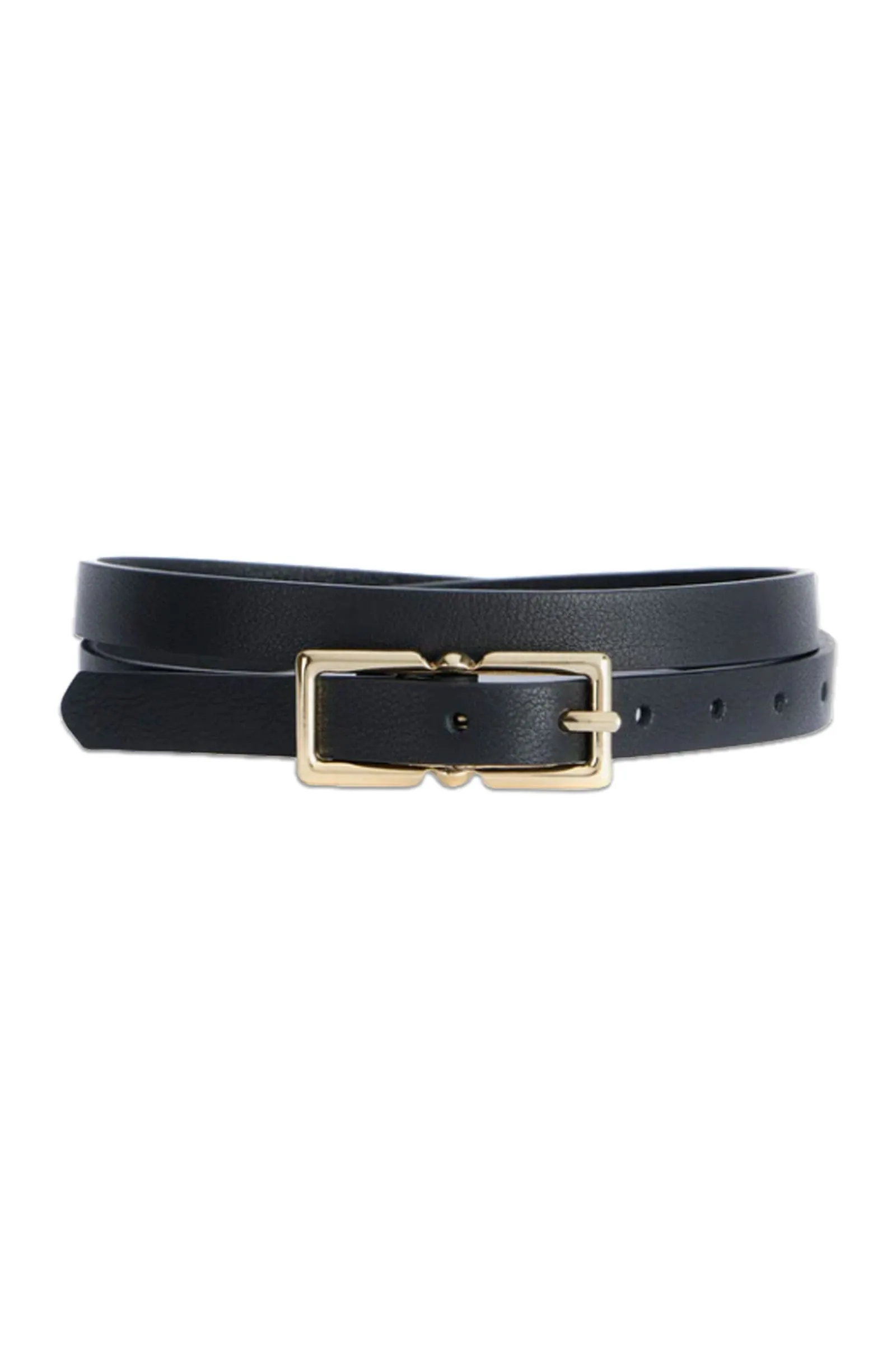 Black Leather Skinny Belt