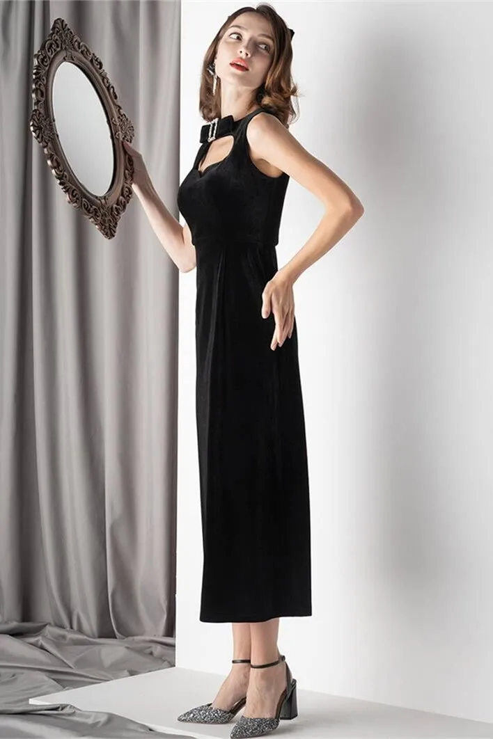 Black Velvet Midi Dress