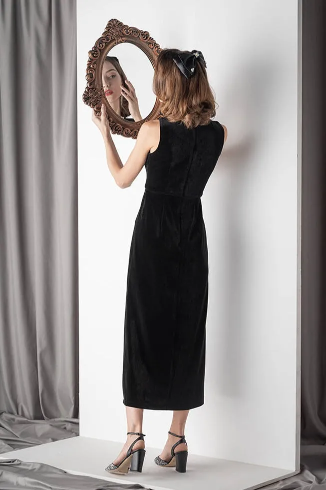 Black Velvet Midi Dress