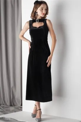 Black Velvet Midi Dress