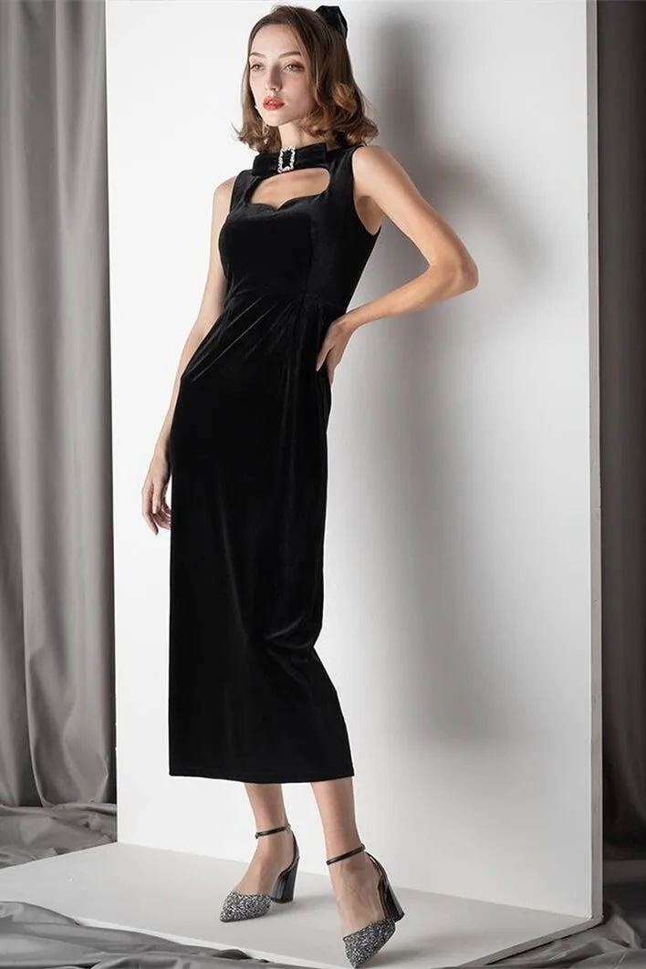 Black Velvet Midi Dress