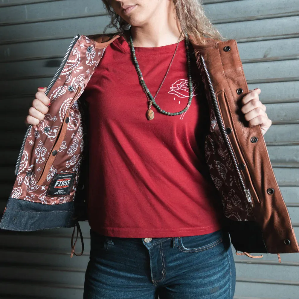 Blue Label Women's Club Style Leather/Denim Vest - Limited Edition