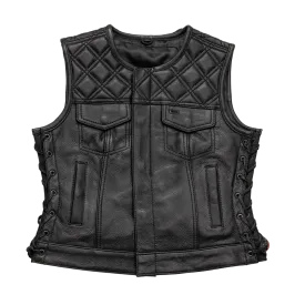 Bonnie - Women's Motorcycle Leather Vest - Diamond Quilt