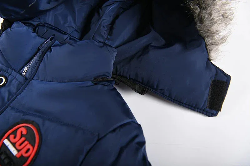 Boys Fur Collar Hooded Zipper Jacket