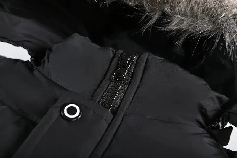 Boys Fur Collar Hooded Zipper Jacket