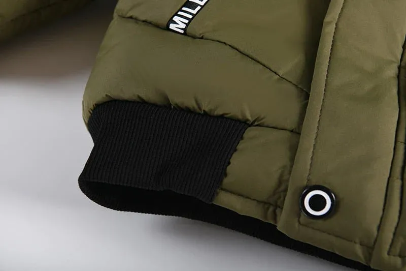 Boys Fur Collar Hooded Zipper Jacket