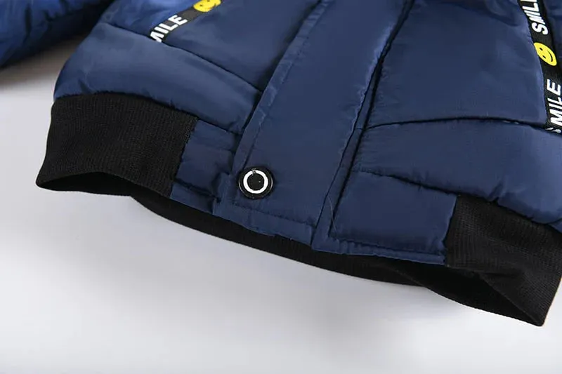 Boys Fur Collar Hooded Zipper Jacket