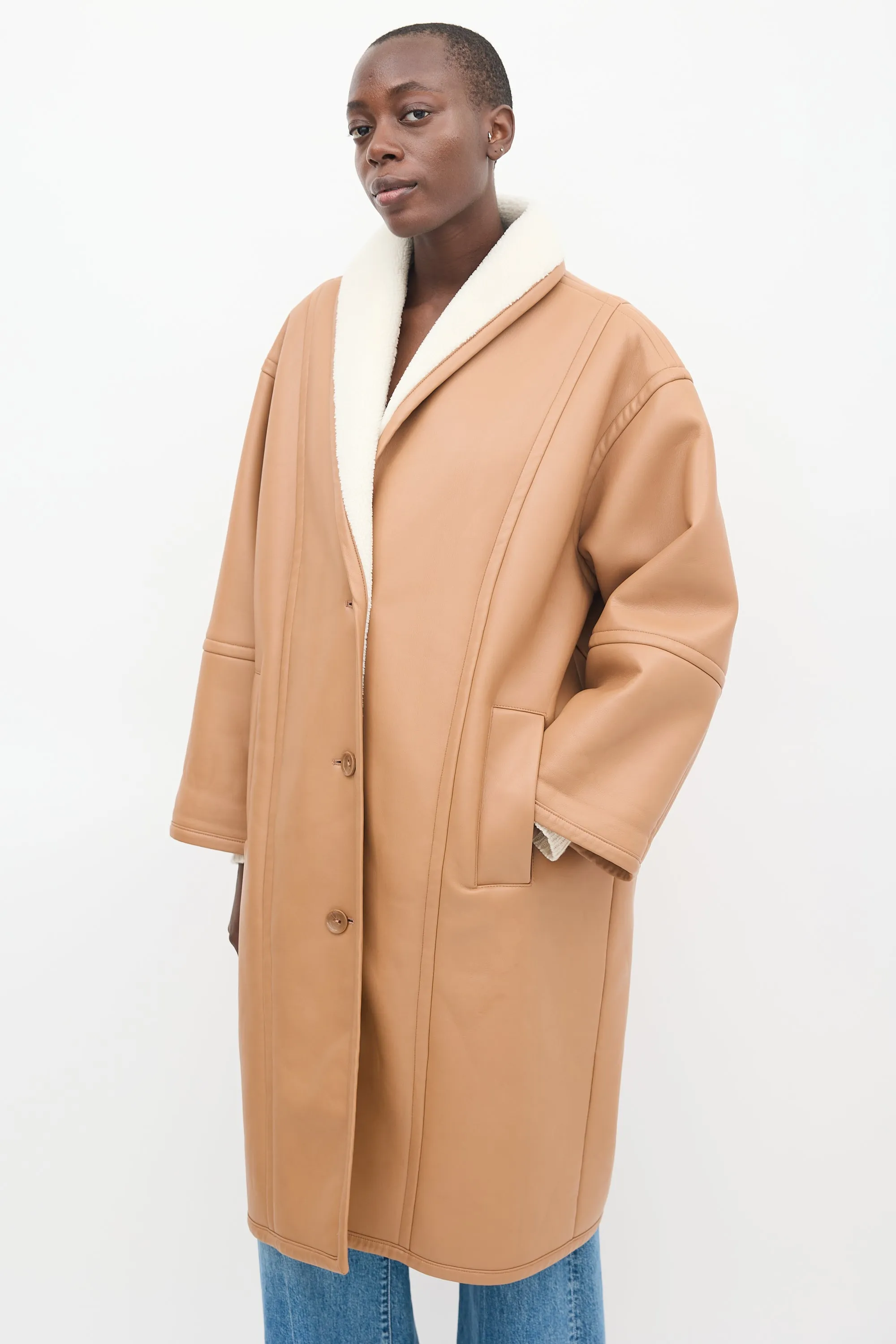 Brown Faux Leather Dolores Coat