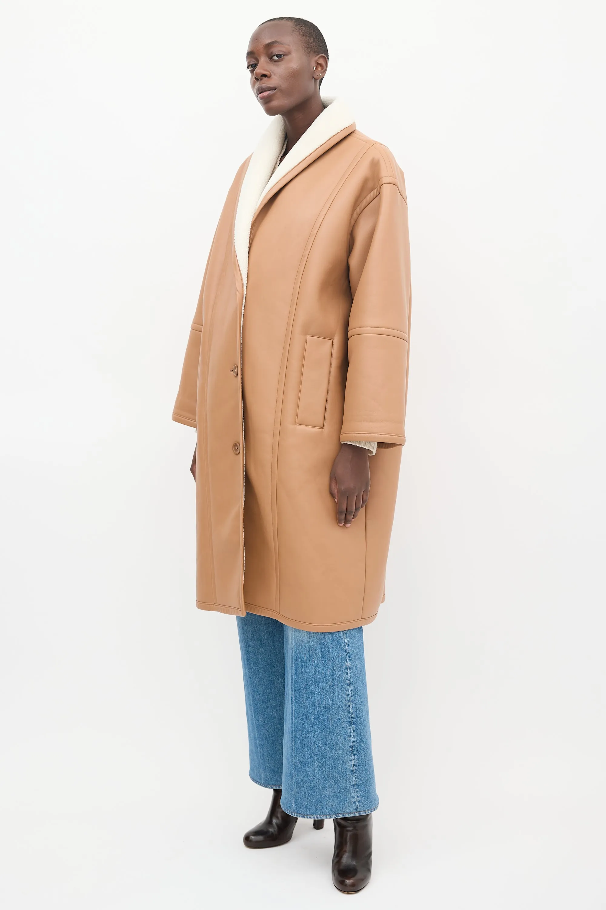 Brown Faux Leather Dolores Coat