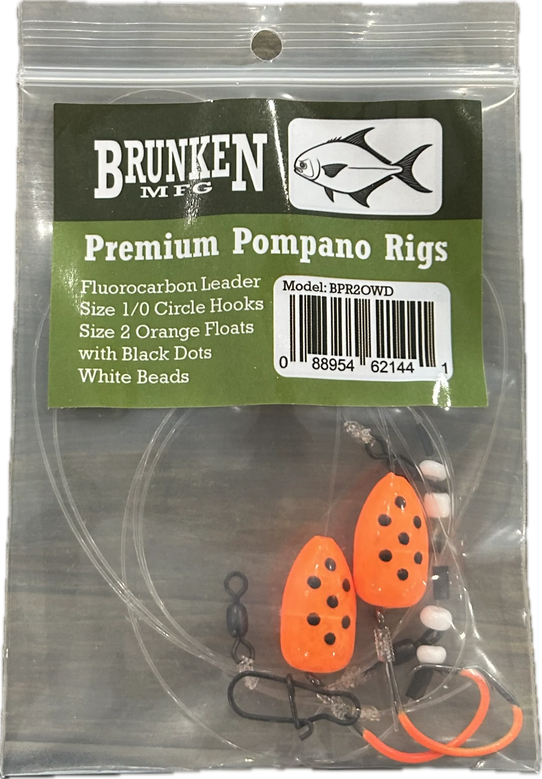 Brunken Premium Pompano Rigs with Bead