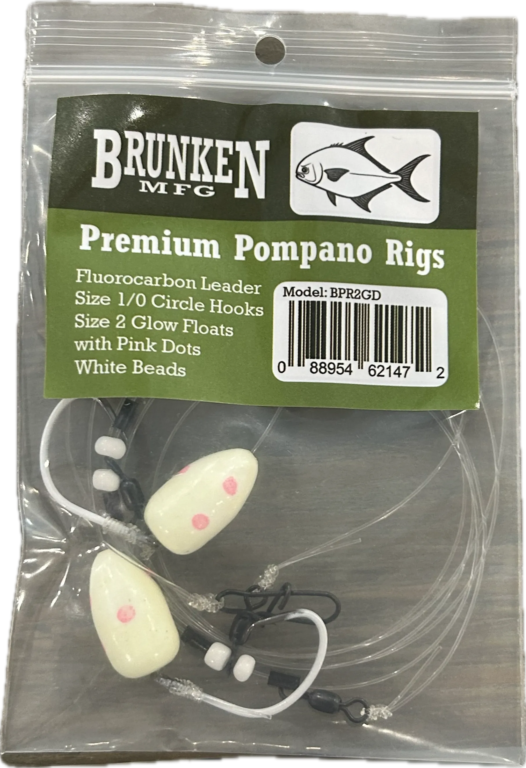 Brunken Premium Pompano Rigs with Bead