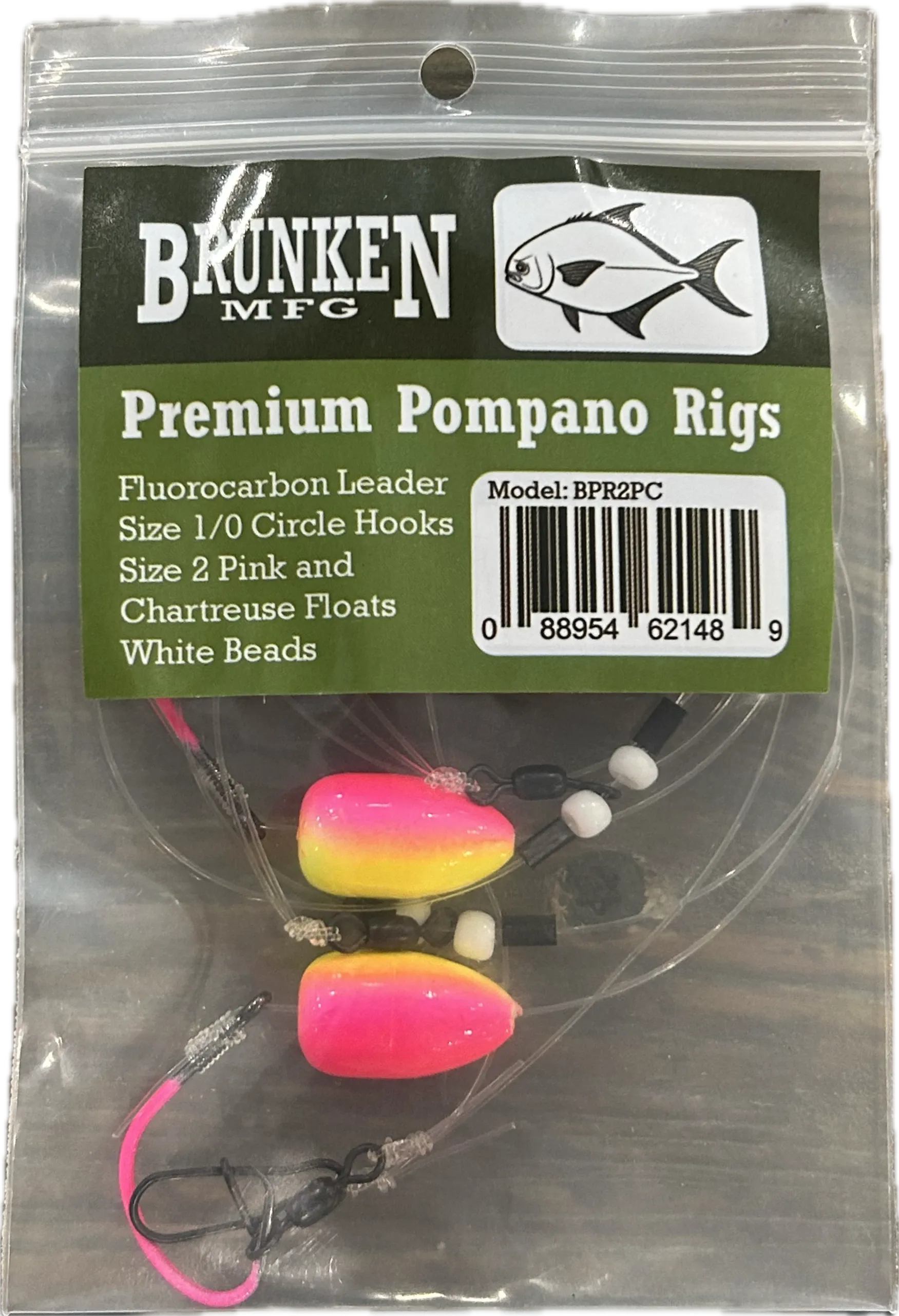 Brunken Premium Pompano Rigs with Bead
