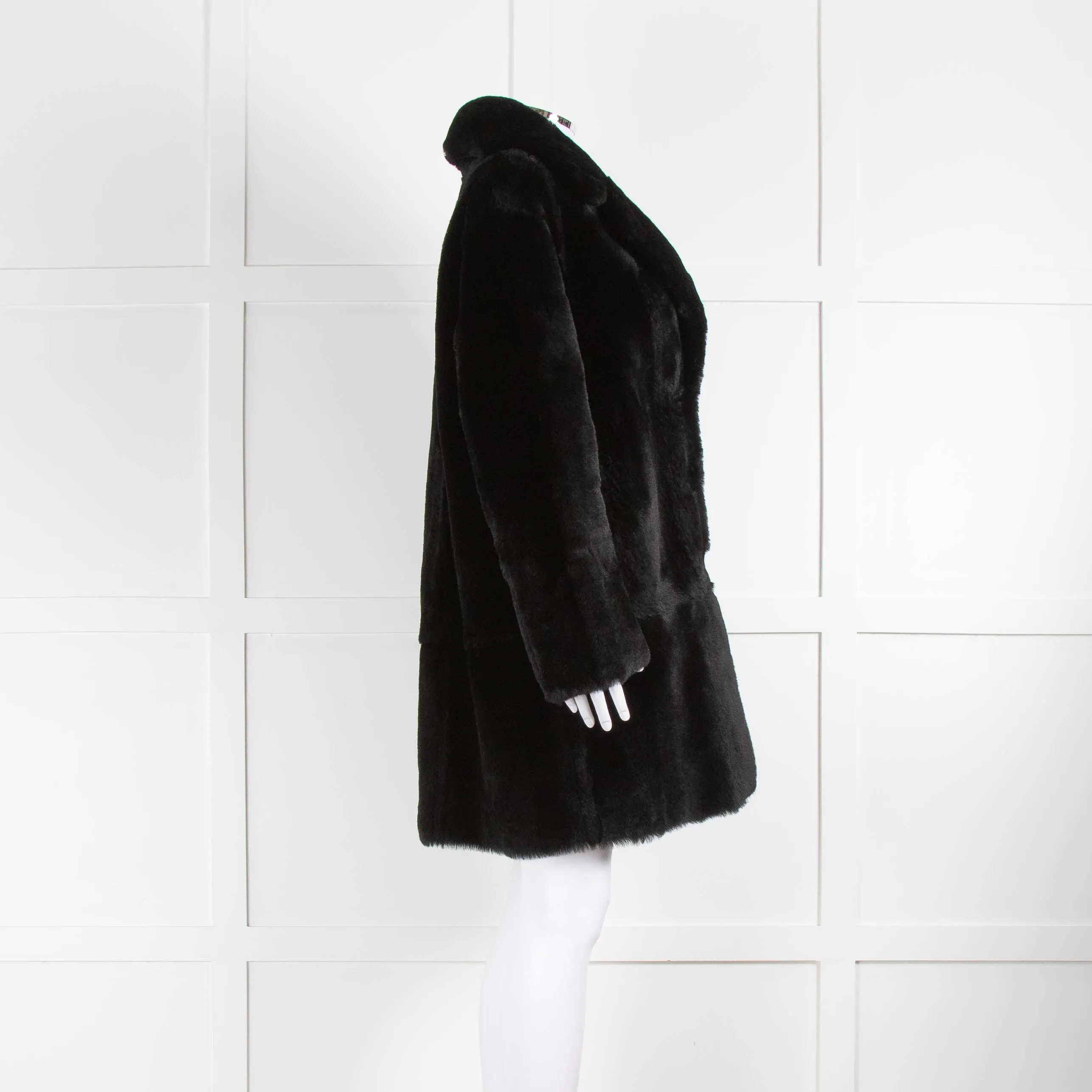 Claudie Pierlot Black Shearling Single Breasted Short Coat