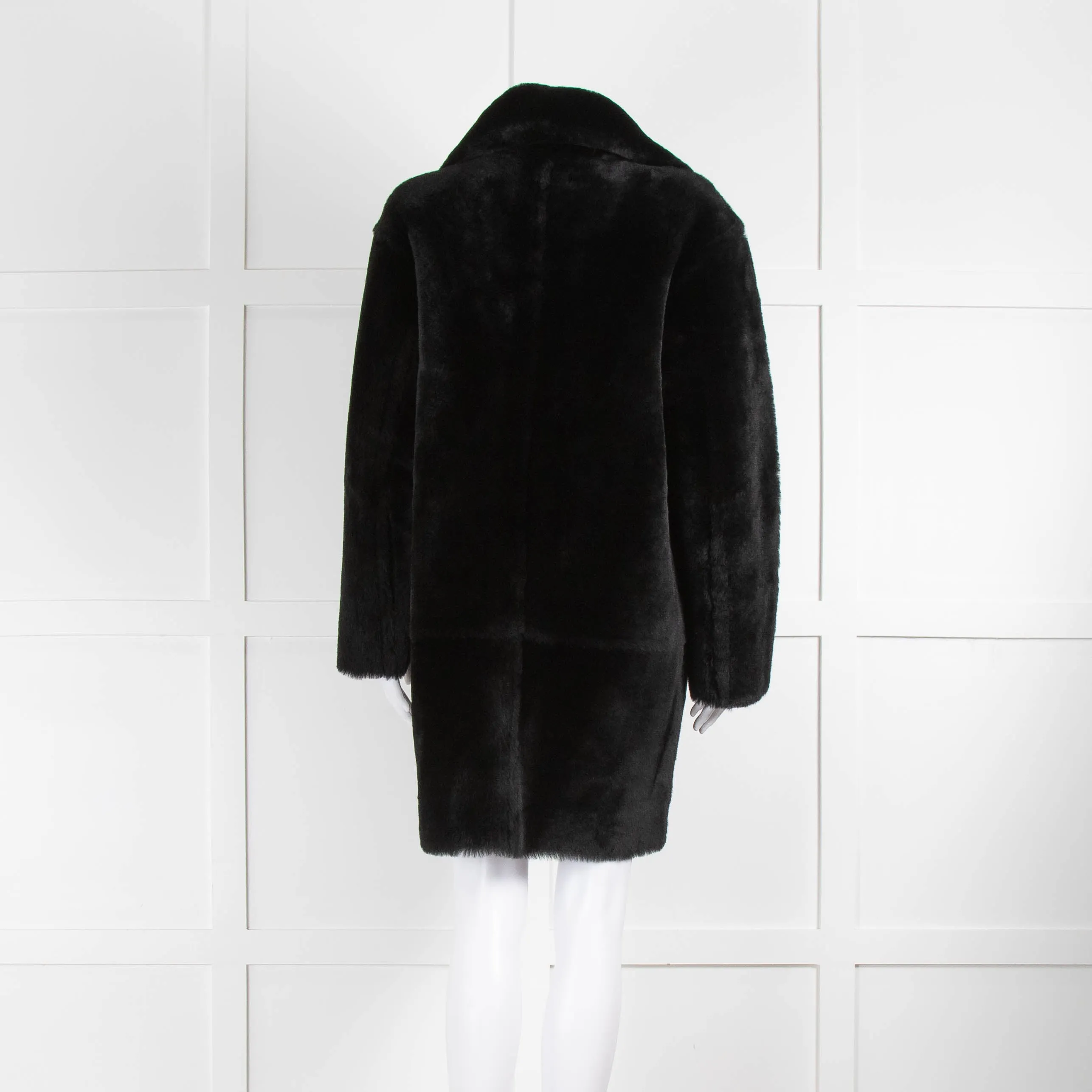 Claudie Pierlot Black Shearling Single Breasted Short Coat