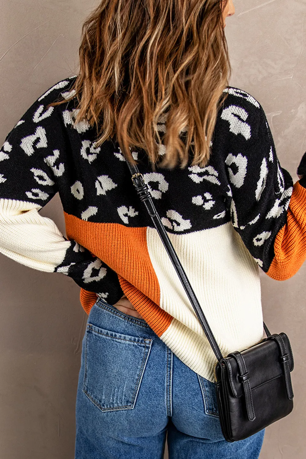 Colorblock Mock Neck Sweater