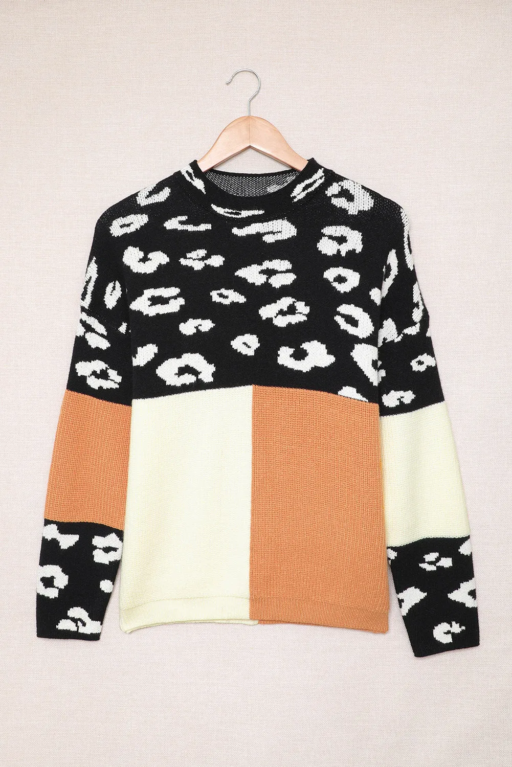 Colorblock Mock Neck Sweater