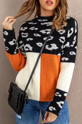 Colorblock Mock Neck Sweater