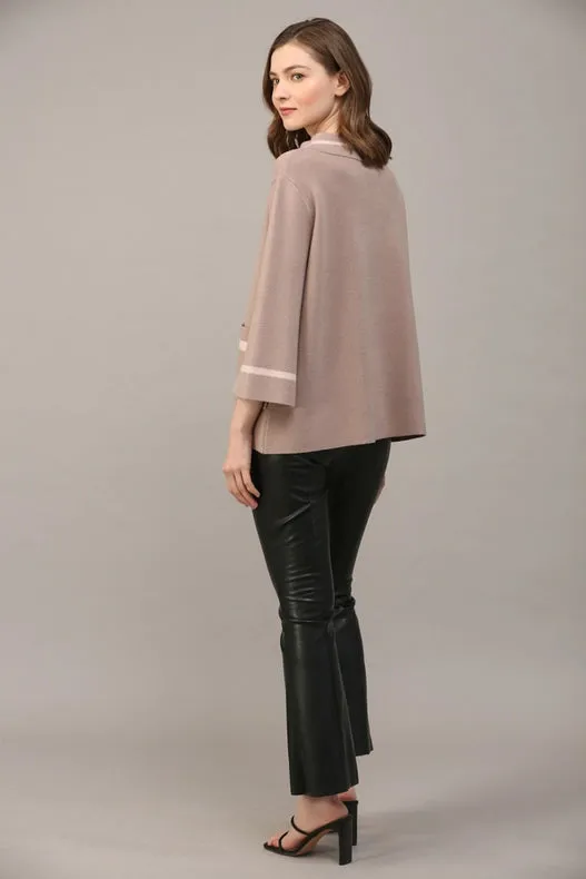 Contrast Lurex Yarn Mock Neck Sweater COCOA / BLUSH