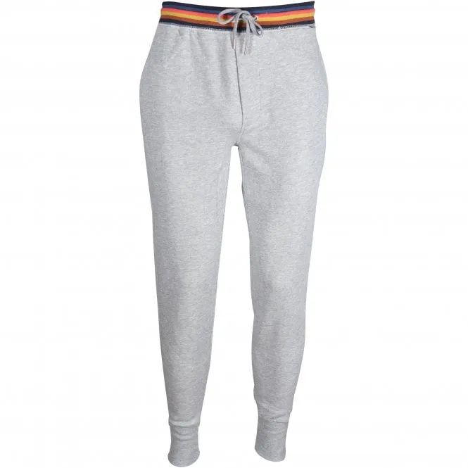 Fleece-Lined Artist Stripe Jogging Bottoms, Grey Melange
