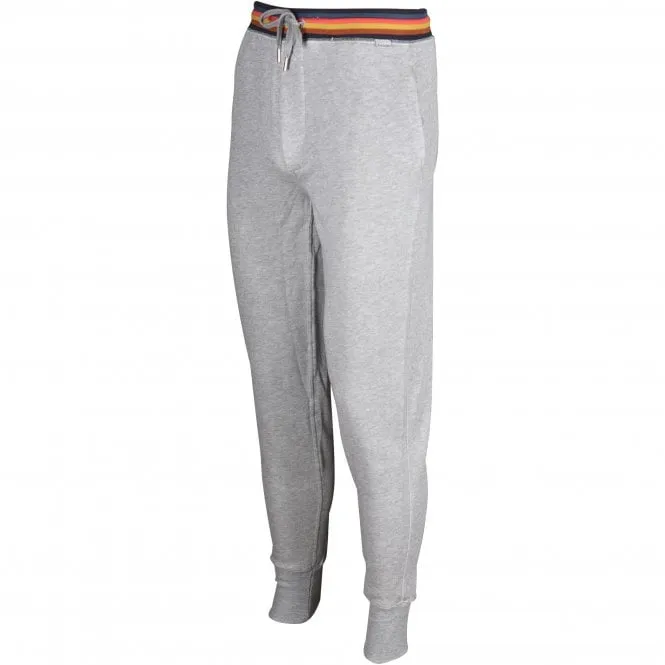 Fleece-Lined Artist Stripe Jogging Bottoms, Grey Melange