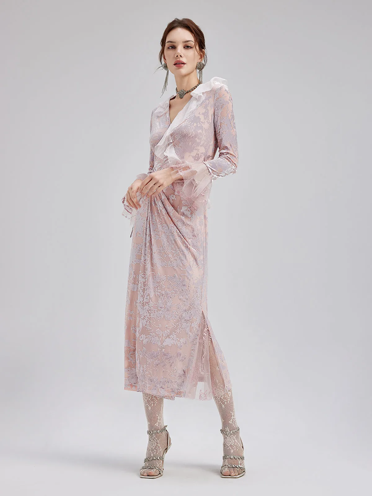 French Silk Velvet Lace Dress