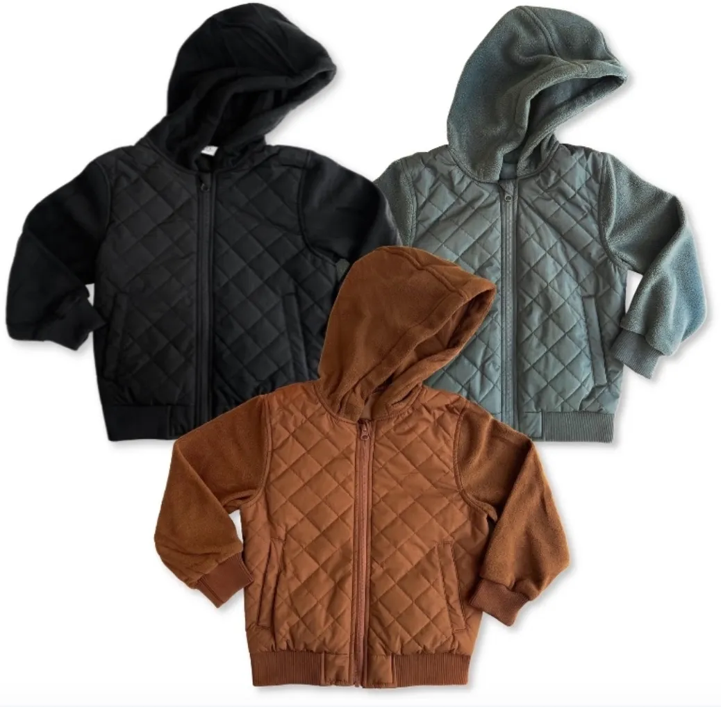 George Hats - Quilted Fleece Bomber Jacket in Black