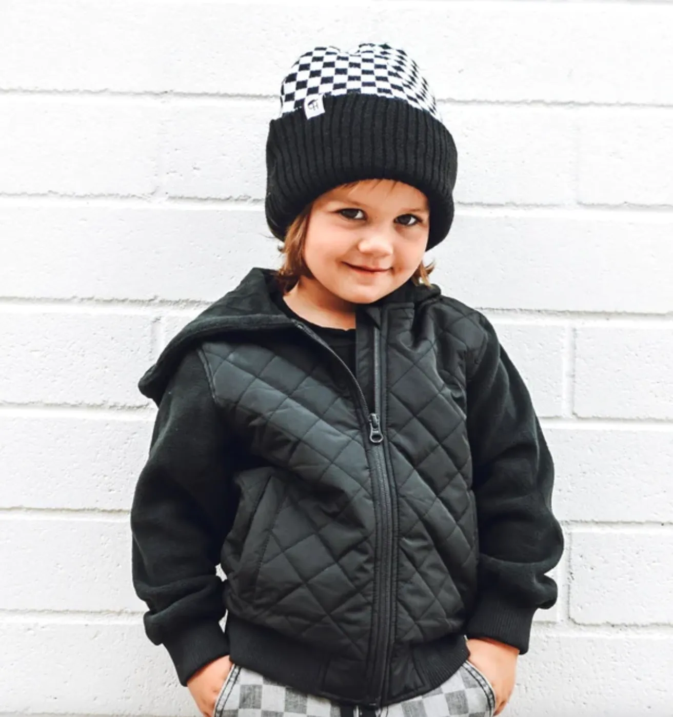 George Hats - Quilted Fleece Bomber Jacket in Black