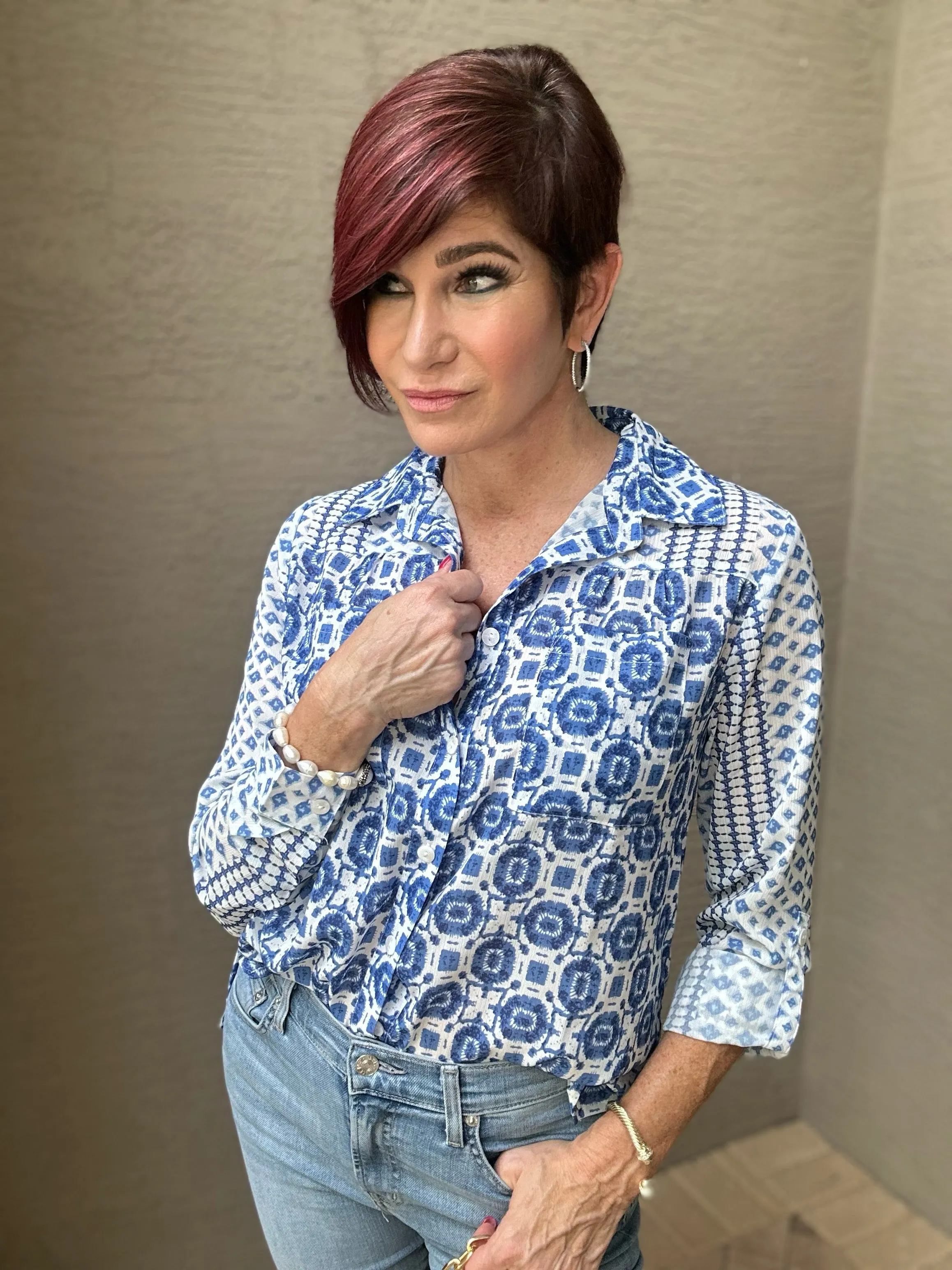 Grecian Long Sleeve Buttondown
