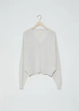 Hakueru Wool & Cashmere V Neck Sweater — Light Grey Melange
