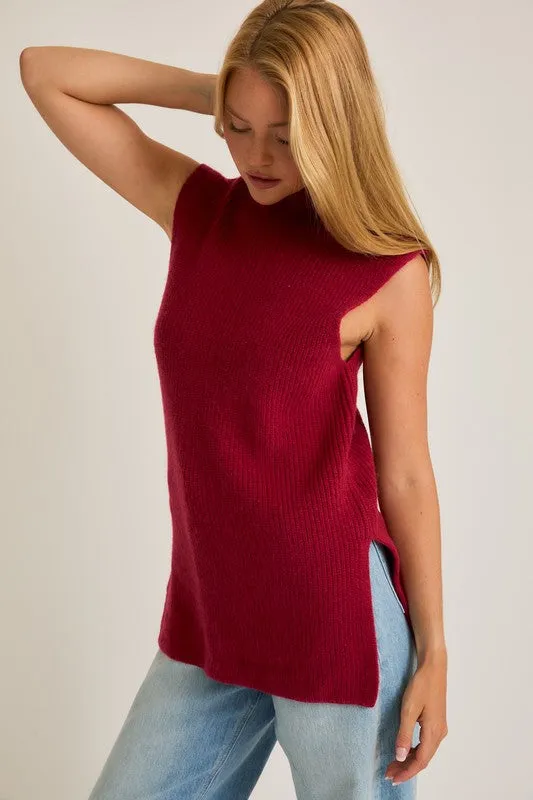 High Neck Sleeveless Sweater
