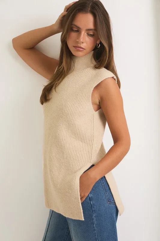 High Neck Sleeveless Sweater