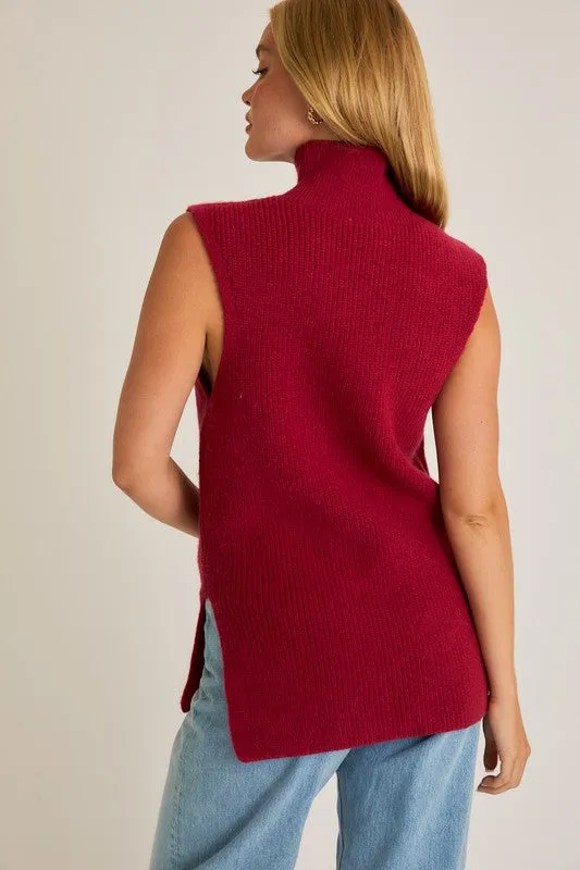 High Neck Sleeveless Sweater
