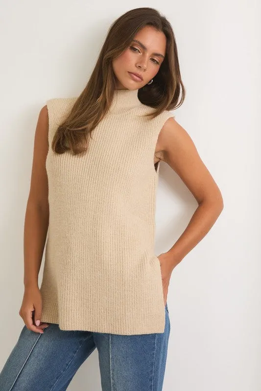 High Neck Sleeveless Sweater