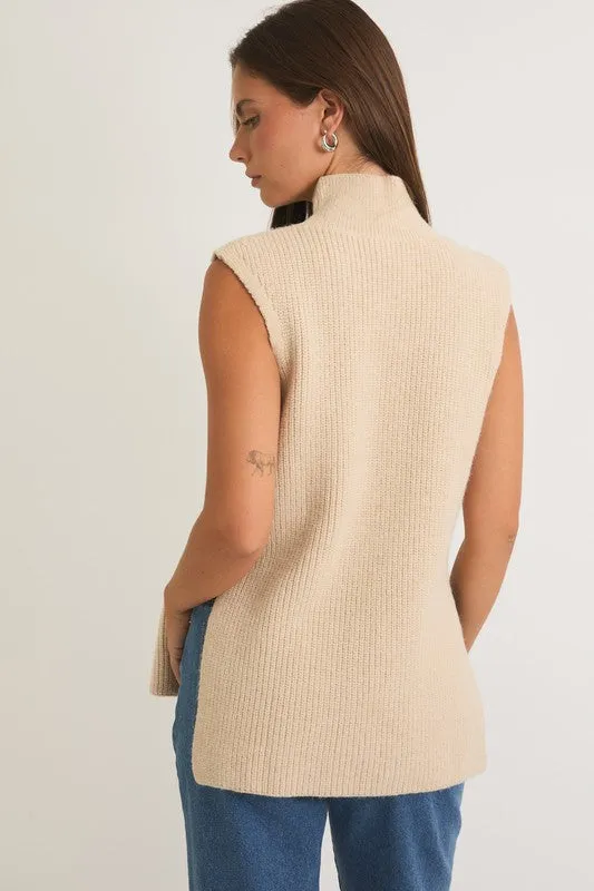 High Neck Sleeveless Sweater