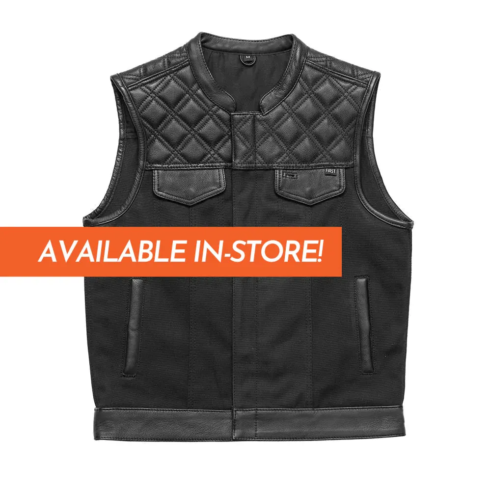 Hunt Club Motorcycle Leather Canvas Vest Black