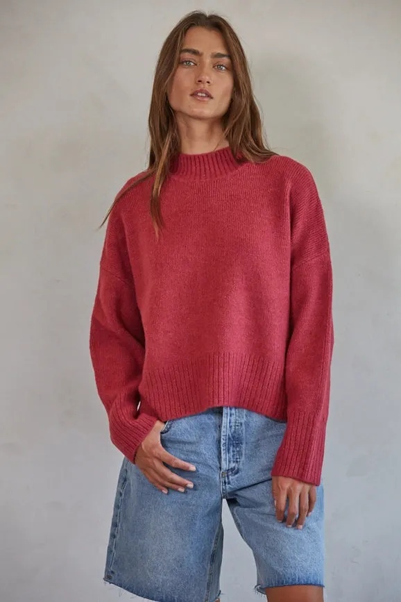 Knit Sweater Mock Neck Long Sleeve Top
