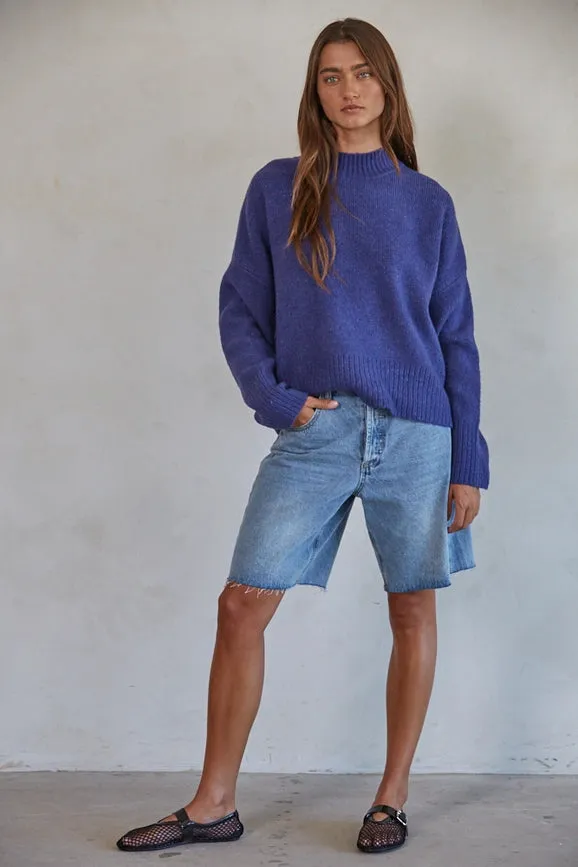 Knit Sweater Mock Neck Long Sleeve Top