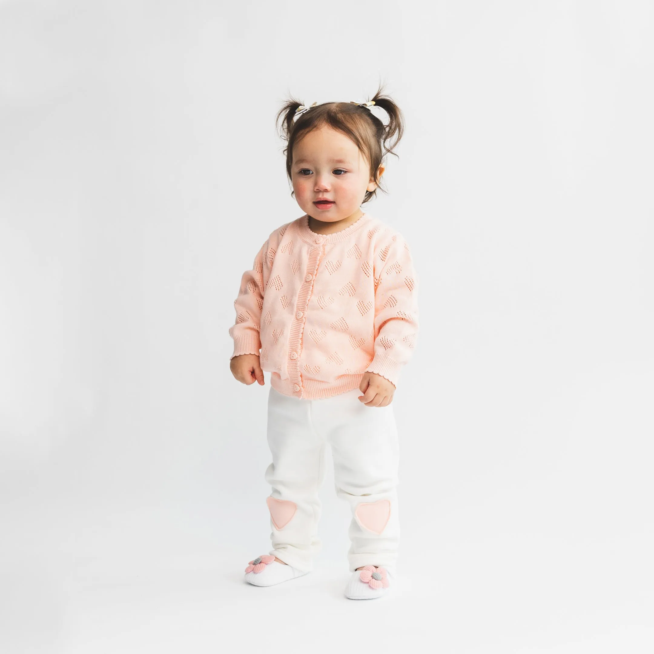 Love Heart Leggings - Fleece Lined (White)