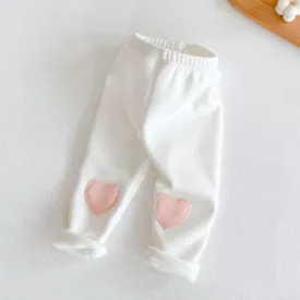 Love Heart Leggings - Fleece Lined (White)