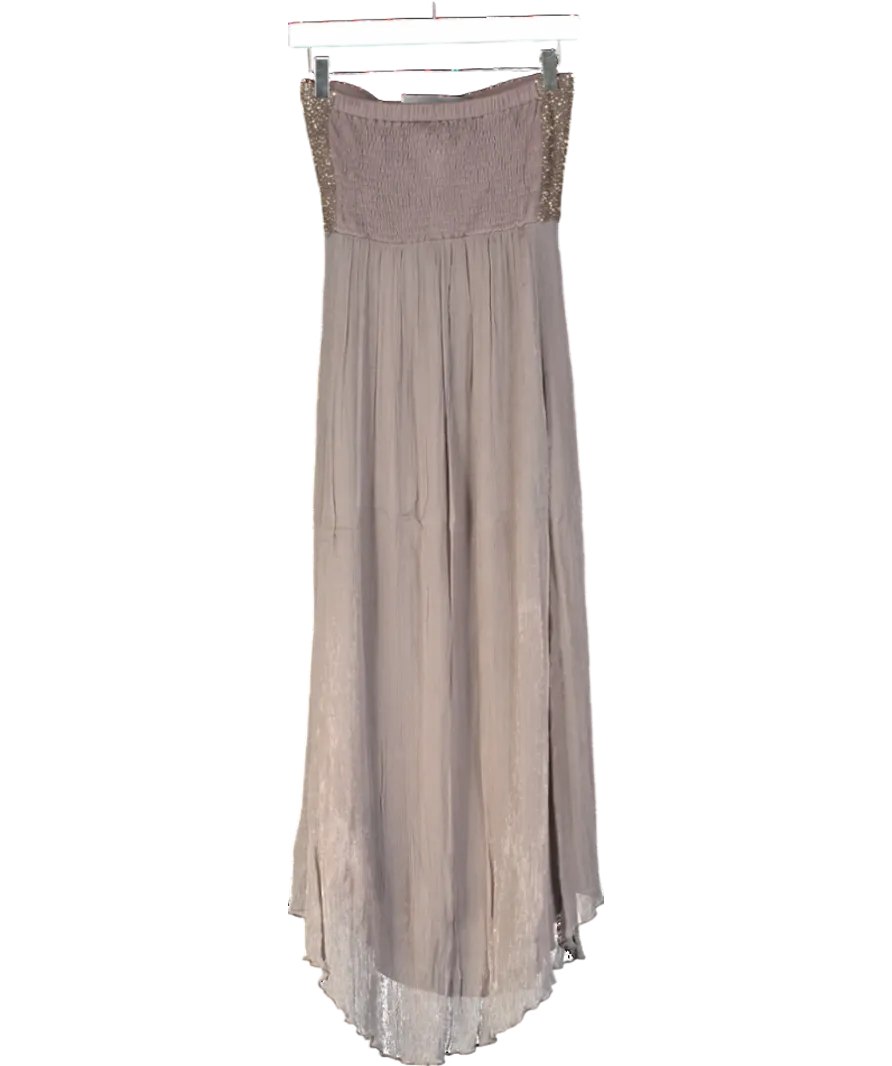 Mint Velvet Brown Sequin Bandeau Chiffon Midi Dress UK 12